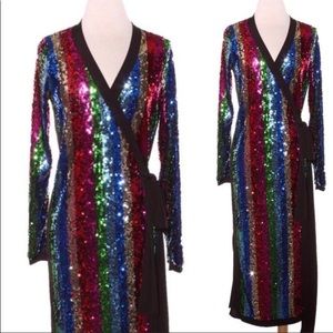Rainbow Sequin Wrap Dress